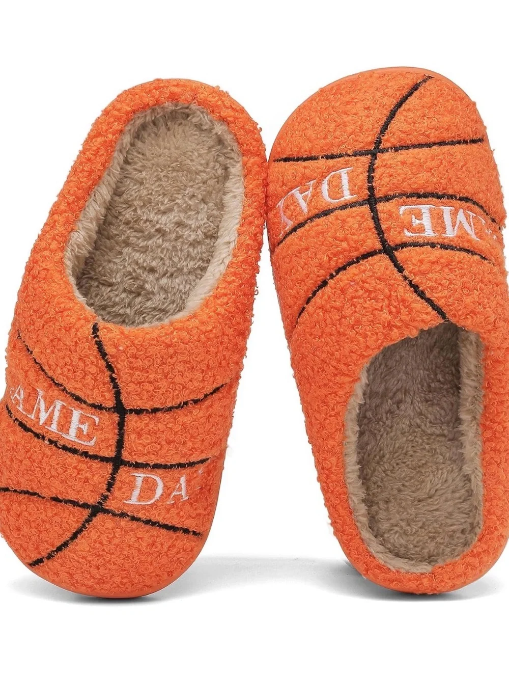 Kids Orange Basketball Sherpa Slippers